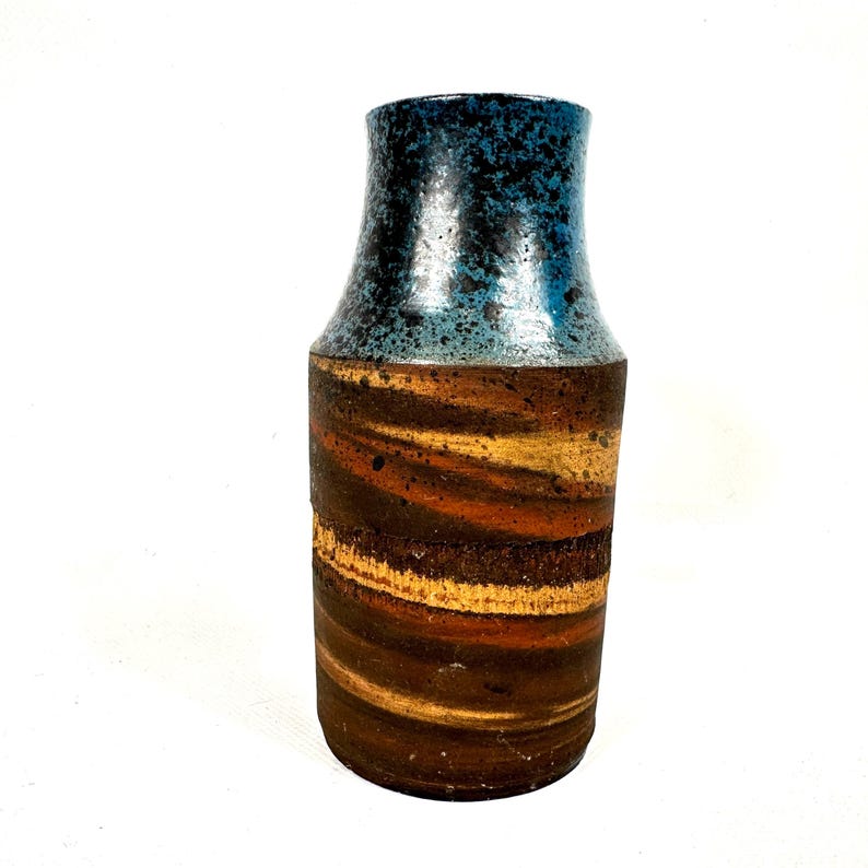 Dänische Studio Keramik Vase, signiert Kirsten 1987, handgefertigtes Steinzeug, skandinavische Keramik Bild 2
