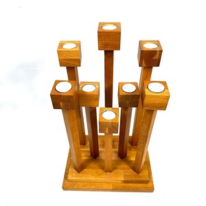 Scandinavian Floor Candle Holder, Wooden Candlestick Stand, Mid Century Decor image 4