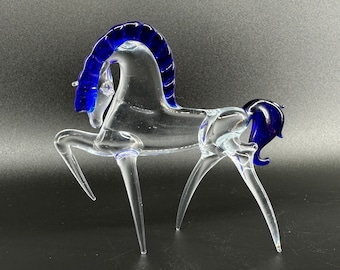 Vintage glass horse figurine - animal glass art sculpture. Made in Sweden.