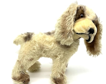 Vintage Steiff Dog – Large Rare Cocker Spaniel with Button in Ear, 1950s