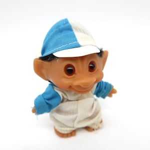 Vintage 1985 dam troll doll – danish rubber toy, original outfit image 3