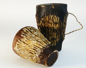 Vintage djembe drum tamtam instrument music percussion - African art Africa tribal drum handmade