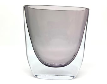 Vintage Scandinavian Sommerso Glass Vase: Mid-Century Modern Art Glass, 16cm