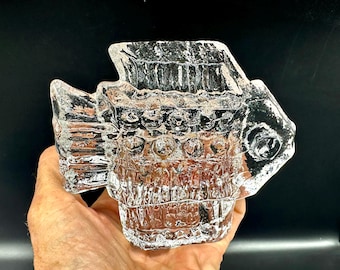 Vintage Brutalist Art Glass Fish Figurine Sculpture  by Skruf Sweden