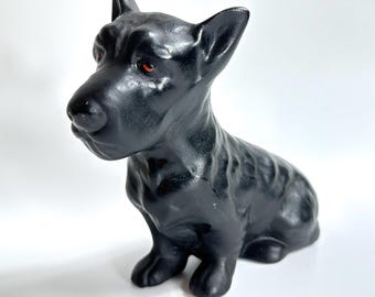 Scottish Terrier Figurine, Vintage Black Ceramic Dog, 15 cm