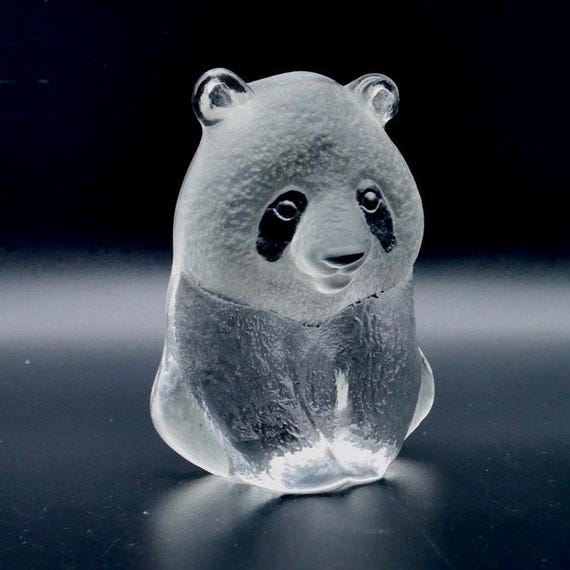 Art Glass Panda - Wwf Paperweight Sculpture Signed Mats Jonasson