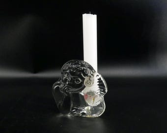 Vintage Kosta Boda Art Glass Angel Candle Holders - Bertil Vallien Cherub Set