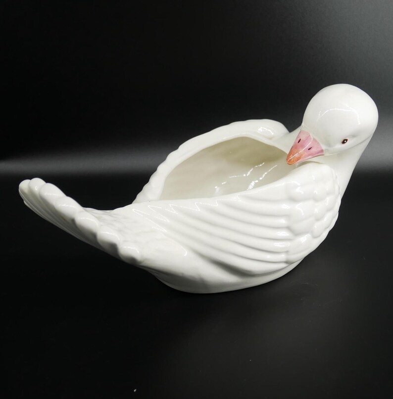 Swan planter, Italian Ceramic Hand Painted Bird Decor image 4