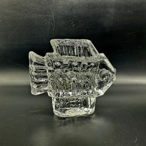 Brutalist Art Glass Fish Sculpture, Mid Century Scandinavian Decor image 2