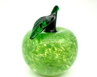 Kosta Boda Glass Apple Sculpture – Large Swedish Art Glass – Mid Century Hand-Blown Fruit
