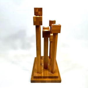 Scandinavian Floor Candle Holder, Wooden Candlestick Stand, Mid Century Decor image 10