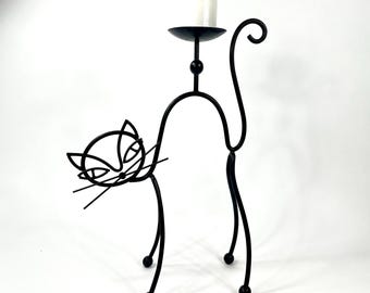 Scandinavian wrought Iron Cat Candle holder – Mid-Century Ystad-Metall Design by Gunnar Ander