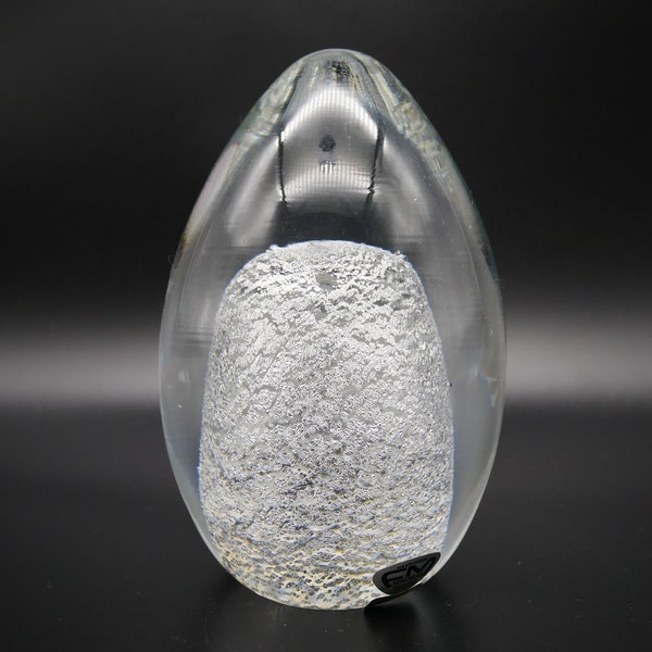 Exquisite Mid-Century Modern Crystal Art Glass Sterling Silver Paperweight Figurine from FM Ronneby, Sweden - Circa 1960