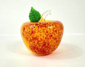 Vintage kosta boda hand-blown glass apple sculpture – swedish art glass decor