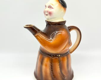 Vintage German Teapot Figural Monk Friar  1950s Ceramic Novelty Character Pottery