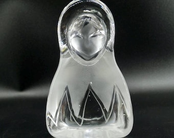 Vintage Scandinavian Glass Paperweight – Royal Krona Eskimo Girl by Mats Jonasson, 1970s