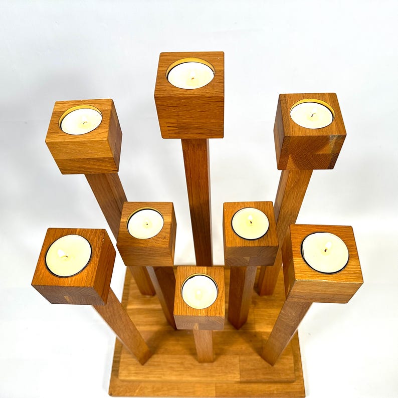 Scandinavian Floor Candle Holder, Wooden Candlestick Stand, Mid Century Decor image 7