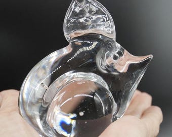 Vintage Art Glass Mouse Paperweight: Scandinavian FM Ronneby Sculpture