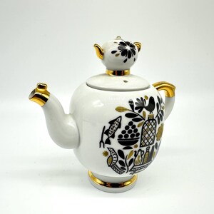 ヴィンテージのソ連磁器ティーポット：22金の民芸品、コレクター向けミニフィニアル 画像 8
