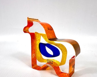 Scandinavian Art Glass Miniature Horse Sculpture – Kosta Boda “Dobbin” by Bertil Vallien, Model 99748