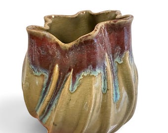 Ceramic Vase, Des Pots Holland, Sculptural Dutch Pottery, Reactive Drip Glaze