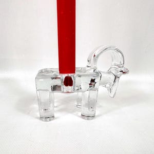 Vintage bertil vallien glass ram candleholder – kosta boda, sweden, scandinavian christmas design image 5
