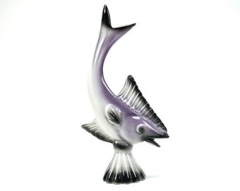 Ceramic fish figurine vintage ornament sculpture made in Germany 1960s