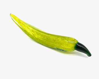 Kosta Boda Glass Chilli – Gunnel Sahlin Yellow Hand-Blown Fruit Sculpture, 19 cm