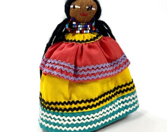 Vintage Native American Doll, Seminole Indian Palmetto Fiber Figure, 1970s