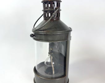 Vintage Marine Oil Lantern – Industrial Nautical Metal Lamp, Mid-Century Maritime Decor