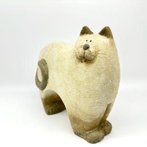 Ceramic Cat Sculpture, Folk Art Pottery Figurine, Rustic Home Decor image 3