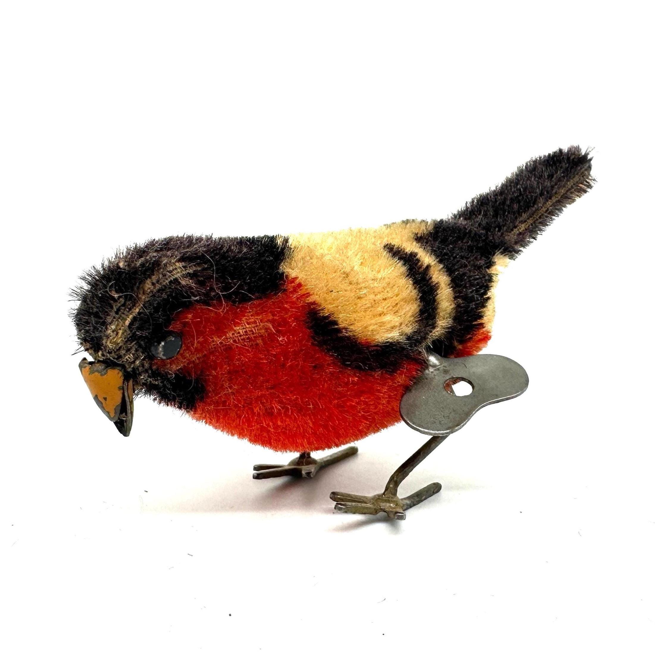 Schuco Wind up Bird, German Mohair Mechanical Toy, 1920s Clockwork