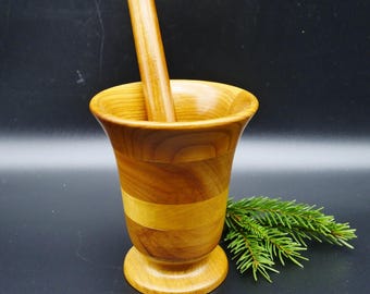 Wood pestle and mortar - Swedish farmhouse kitchen, 70s retro