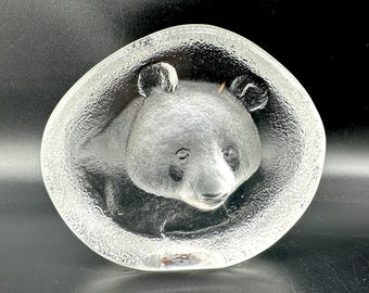 WWF Glass Panda Sculpture – Mats Jonasson for Sweden, Signed & Labelled