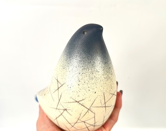 Vintage Signed Pottery Bird – Handmade Scandinavian Ceramic Figurine, 1970s Studio Art