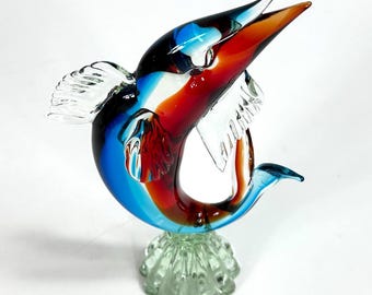 Murano Glass Fish Sculpture – Vintage Italian Hand-Blown Sommerso Art Glass, 1960