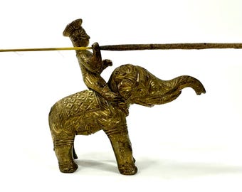 Vintage Brass Elephant Incense Burner: Handcrafted Indian Folk Art