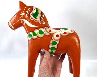 Dala horse figurine, hand-painted wood, nils olsson, 26 cm