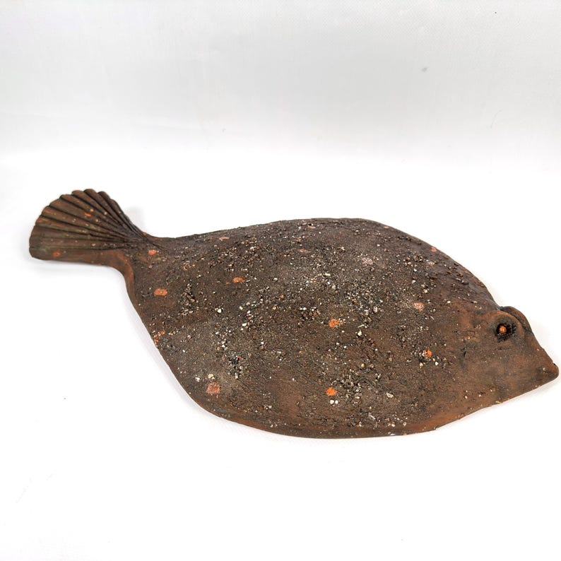 Studio Pottery Fish Platter, Handcrafted Ceramic Serving Dish, Mid Century Folk Art Decor image 8