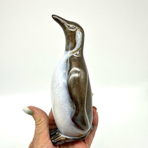 Vintage EGO Stengods Keramik Pinguin - Schwedische Steinzeug Vogel Figur, Handgefertigtes Skandinavisches Design