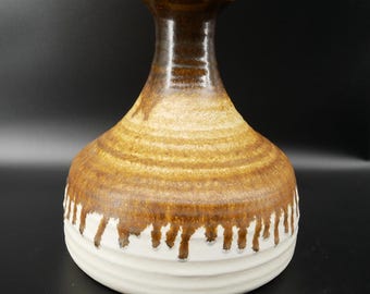 Steuler Fat Lava Vase – 1960s West German Pottery – Mid Century Drip Glaze