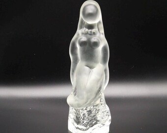 Art Glass Mermaid Crystal Sculpture | Poul Kedelv Design | Reijmyre Glasswork Sweden | 1960s
