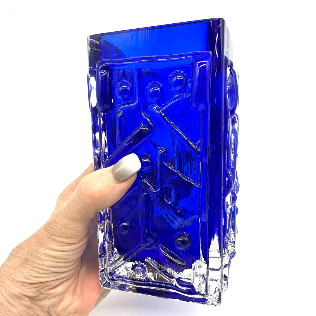 Josef Schott Vase, Cobalt Blue Art Glass, Swedish Mid Century Decor ...