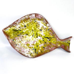 Studio Pottery Fish Platter, Handcrafted Ceramic Serving Dish, Mid Century Folk Art Decor image 10