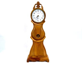 Mora Mantel Clock, Swedish Wooden Case, Quartz Battery, 1990s