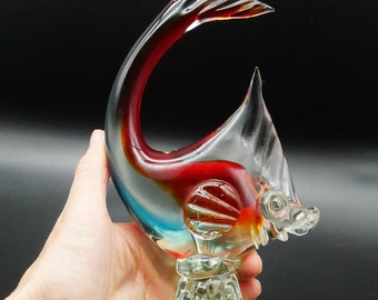 Mid-Century Murano Art Glass Fish Figurine – 1950s Vintage Handmade Sculpture