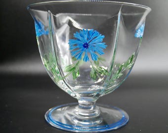 Orrefors Crystal Bowl: Eva Englund Linnaea Cornflower Vase, Signed Swedish Art Glass