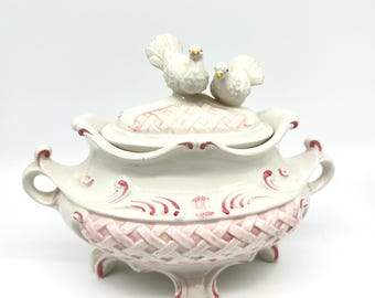 Italian ceramic tureen, rococo style lidded dish, forria