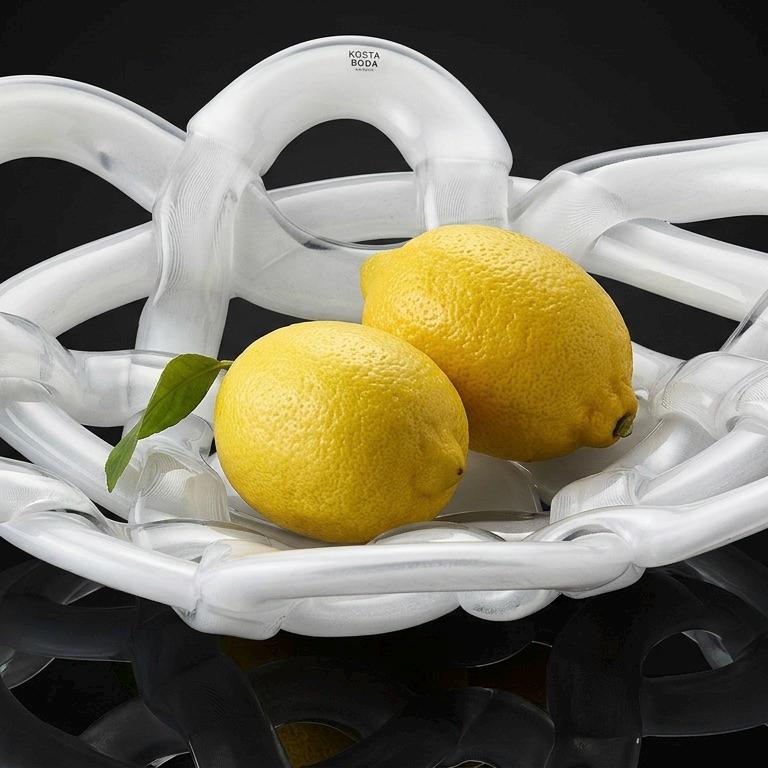 T967 KOSTA BODA ガラスオブジェ レモン 置物 フルーツ Kosta Boda White Glass Basket Bowl, 28 Cm - Etsy