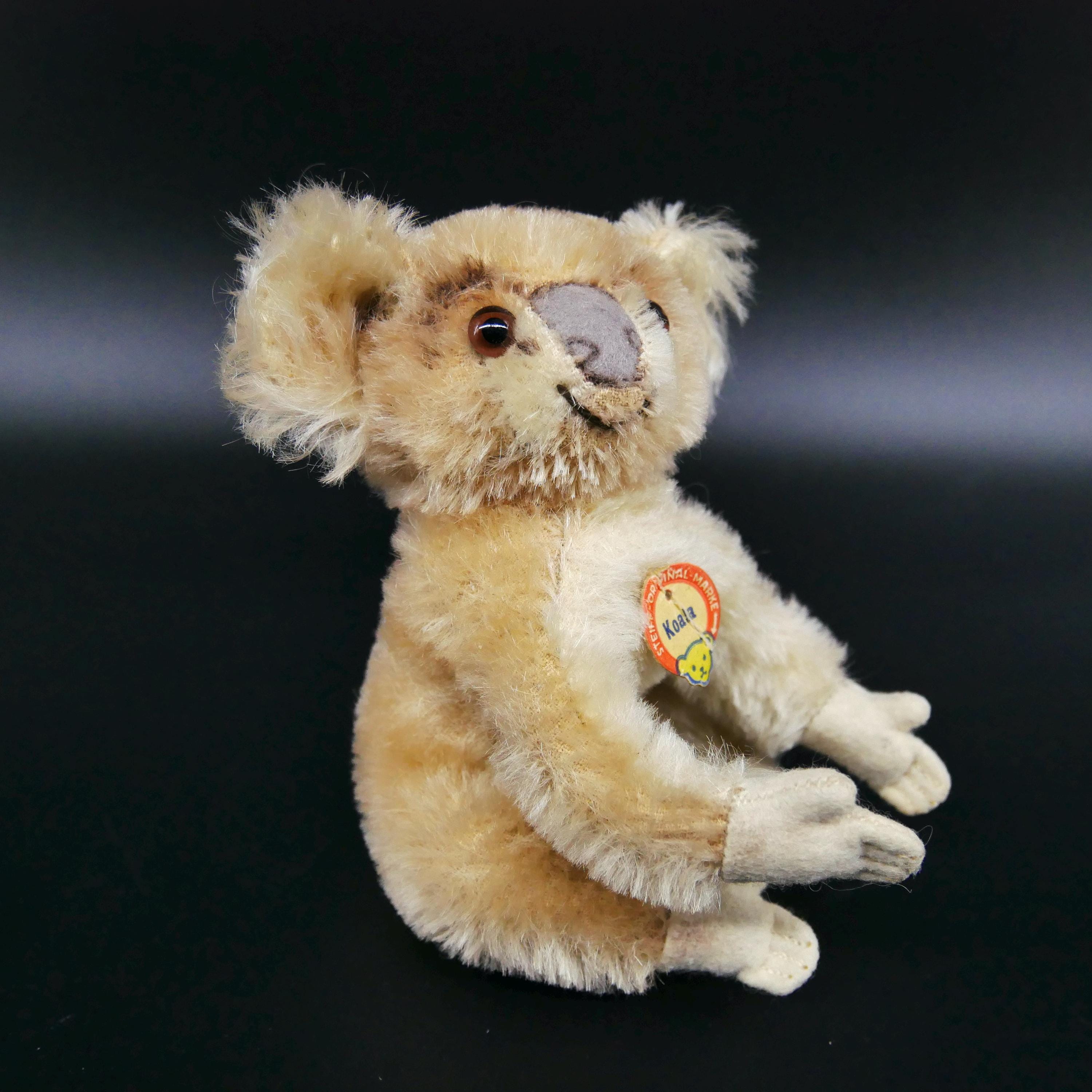 8” Vintage Steiff 1960's Cosy Koala In Dralon Plush Gray Fur